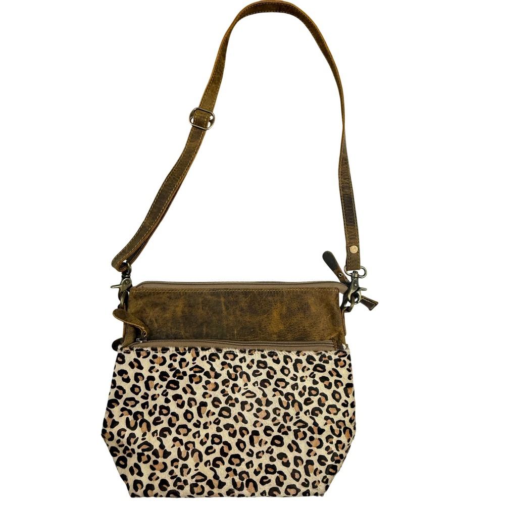Myra Bag Leather Leopard Hair-on Crossbody Bag Brown Animal Print S-1294